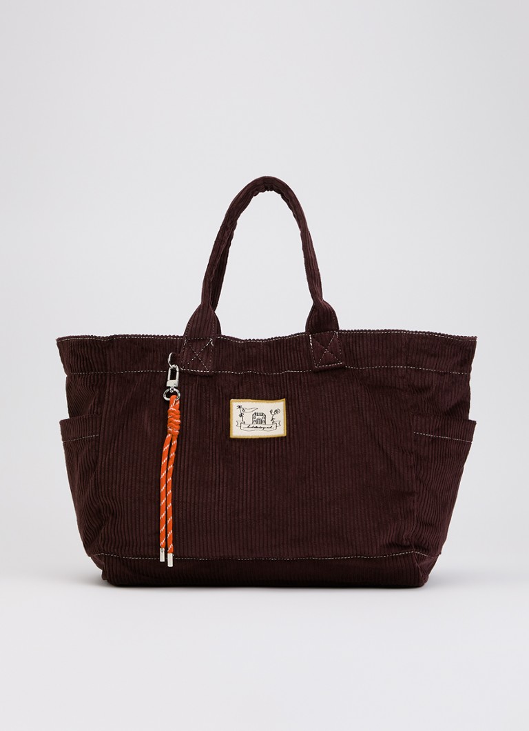 Becksöndergaard Dames Cecilia schoudertas van corduroy met logo in de kleur Aubergine, maat: 38x31cm