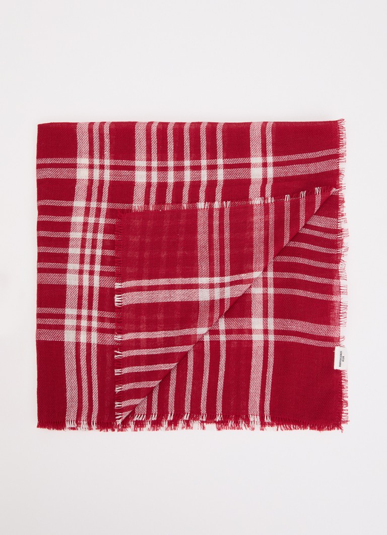 Becksöndergaard Dames Cowea sjaal met ruitdessin 55 x 55 cm in de kleur Rood, maat: 55x55cm