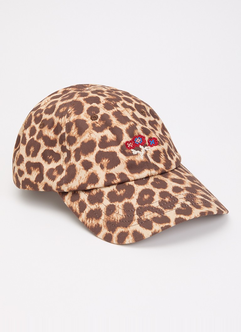 Becksöndergaard Dames Leony pet met panterprint in de kleur Camel, maat: ONE SIZE