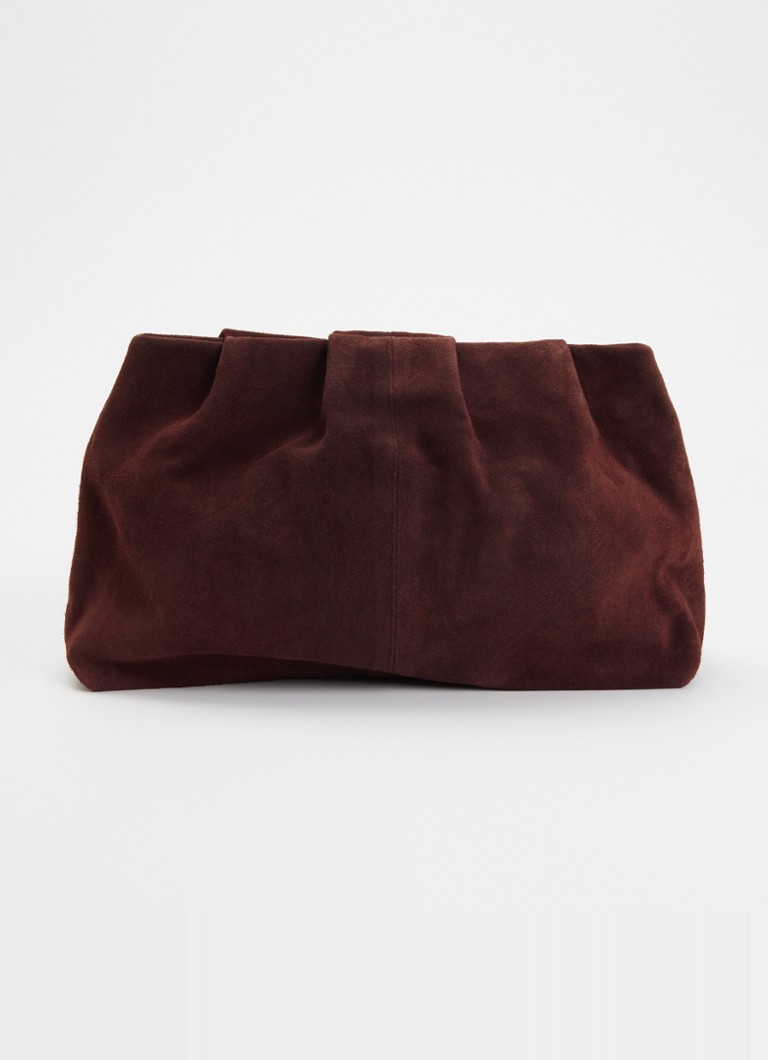 Becksöndergaard Dames Clutch van suède met plooidetail in de kleur Bordeauxrood, maat: 30x20cm