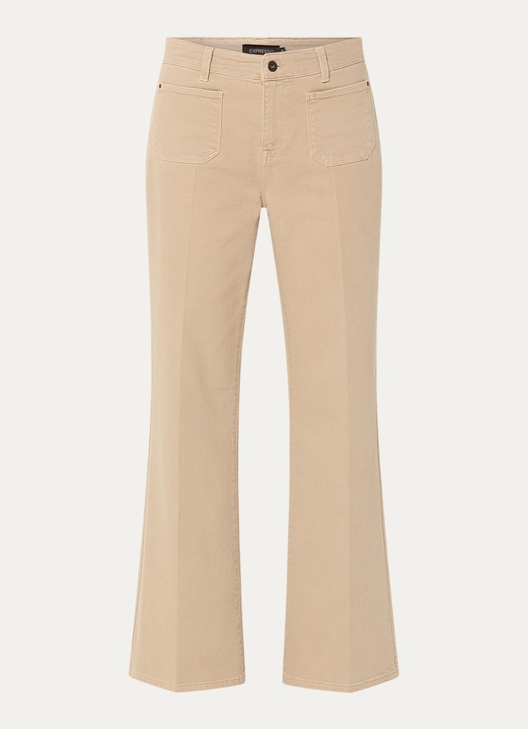 Expresso Dames High waist flared fit chino met steekzakken in de kleur Beige