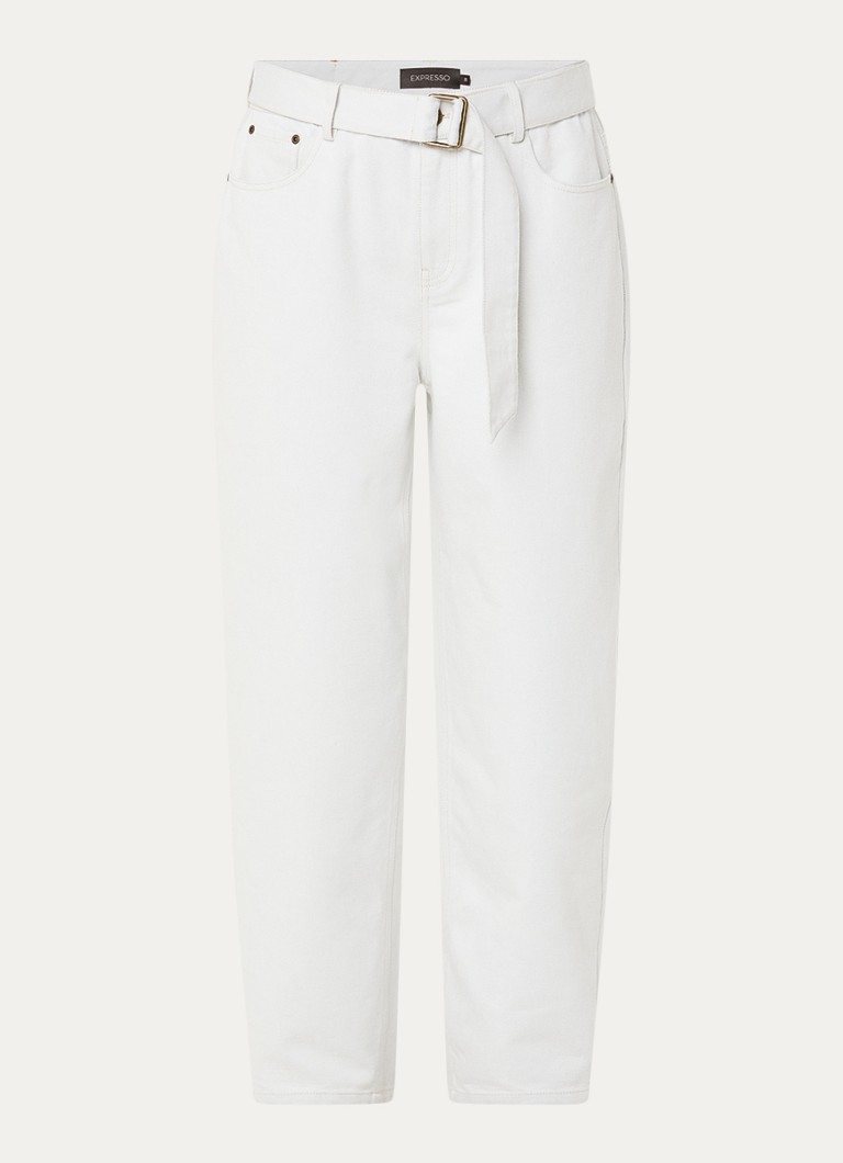 Expresso Dames High waist straight leg jeans met gekleurde wassing en ceintuur in de kleur Gebroken wit