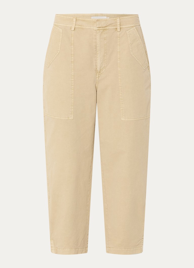 Expresso Dames High waist tapered fit cropped chino met steekzakken in de kleur Beige