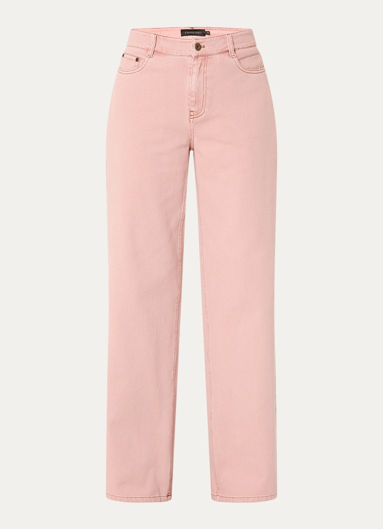 Expresso Dames Rome high waist wide leg jeans met gekleurde wassing in de kleur Roze
