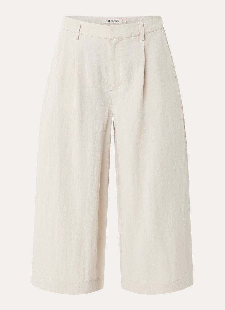 Expresso Dames Mid waist wide fit culotte met steekzakken in de kleur Creme