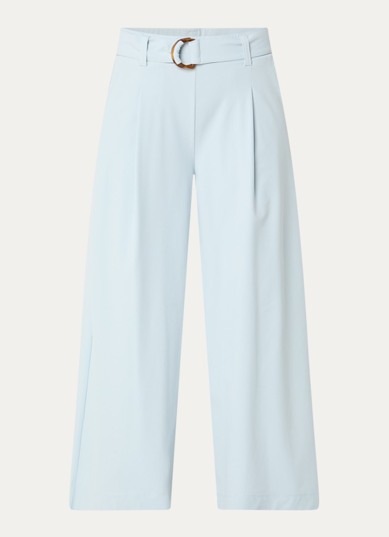 Expresso Dames High waist wide fit palazzo broek met steekzakken in de kleur Lichtblauw