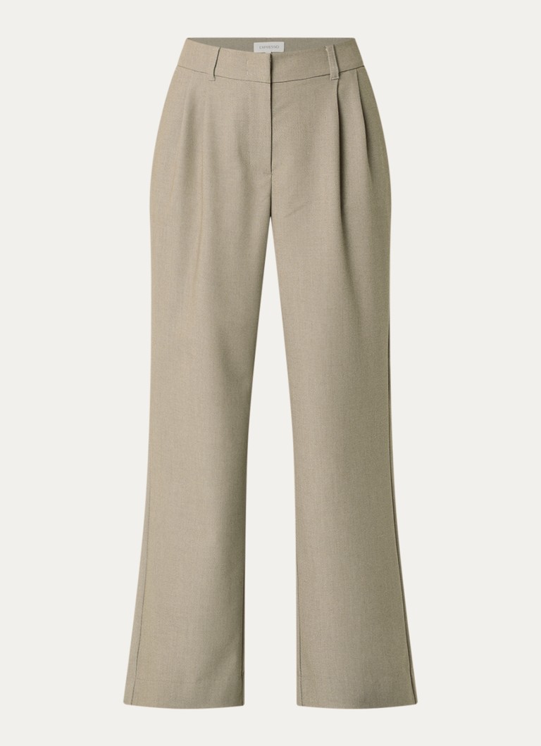 Expresso Dames High waist flared fit pantalon met steekzakken in de kleur Donkerbeige
