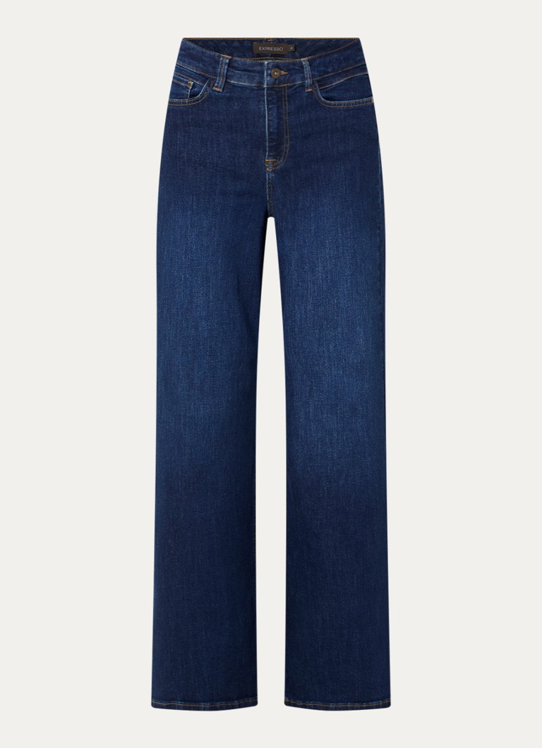 Expresso Dames Mid waist wide fit jeans met donkere wassing in de kleur Donkerblauw
