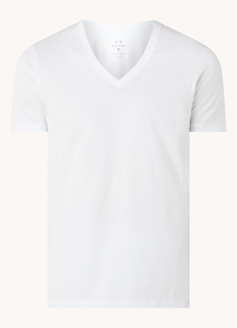 Armani Heren T-shirt met V-hals in de kleur Wit