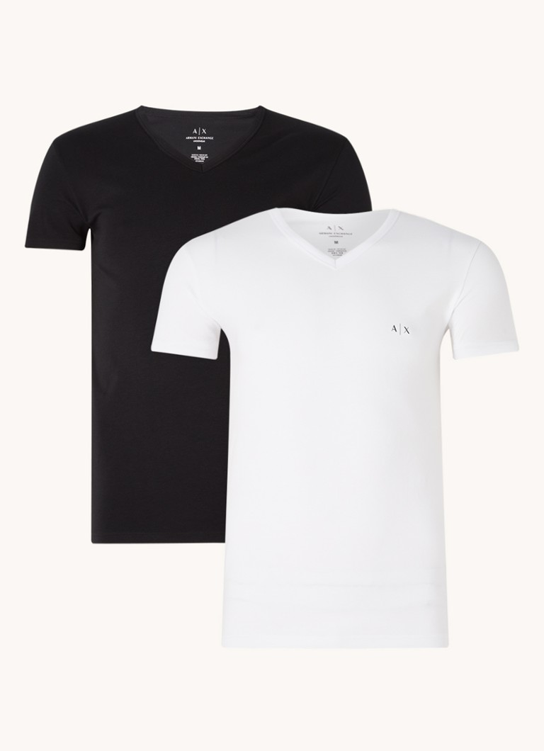 Armani Heren T-shirt met V-hals in 2-pack in de kleur Wit
