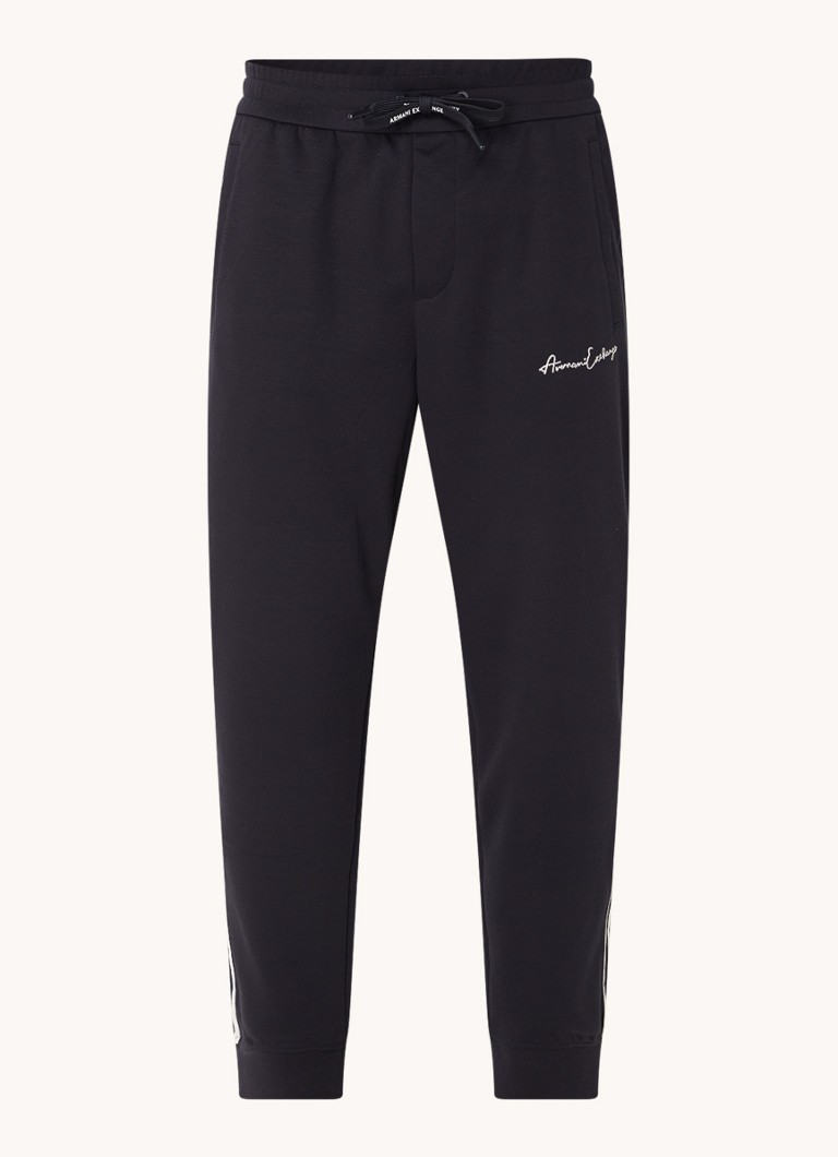 Armani Heren Tapered fit joggingbroek met logoborduring en steekzakken in de kleur Donkerblauw