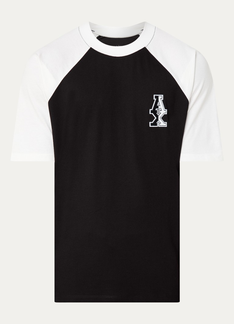 Armani Heren T-shirt met logo en stretch in de kleur Zwart