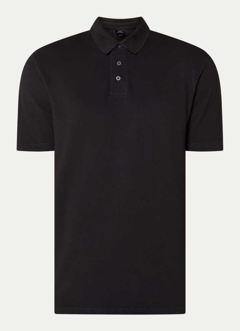Armani Heren Regular fit polo van piqué katoen met logoborduring in de kleur Donkerblauw