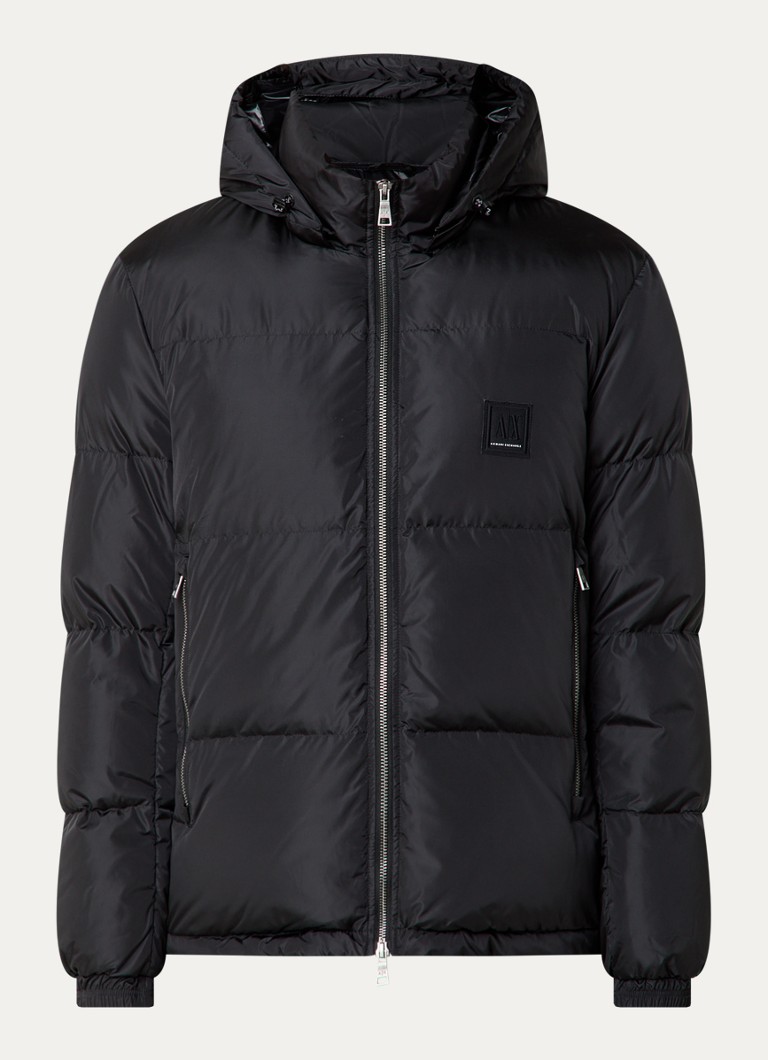 Armani Heren Puffer jack met afneembare capuchon in de kleur Zwart