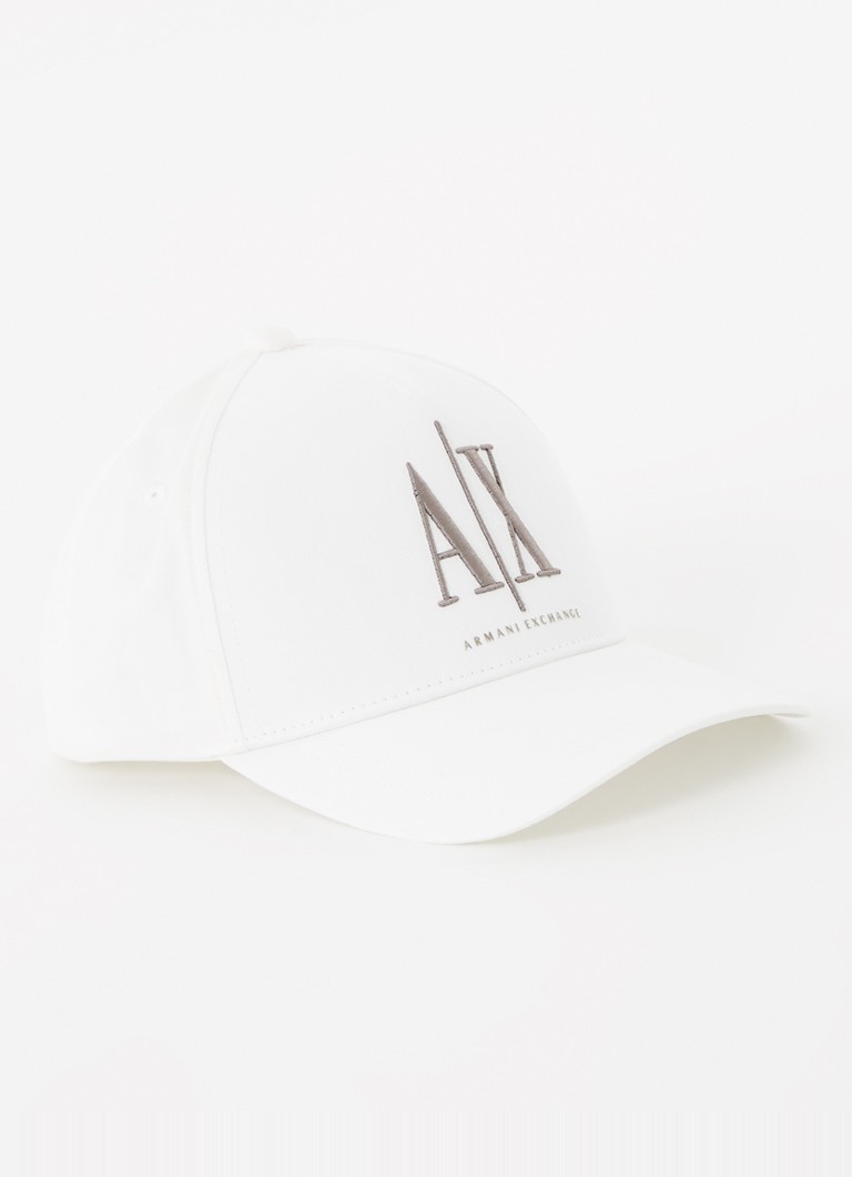 Armani Heren Pet met logoborduring in de kleur Gebroken wit