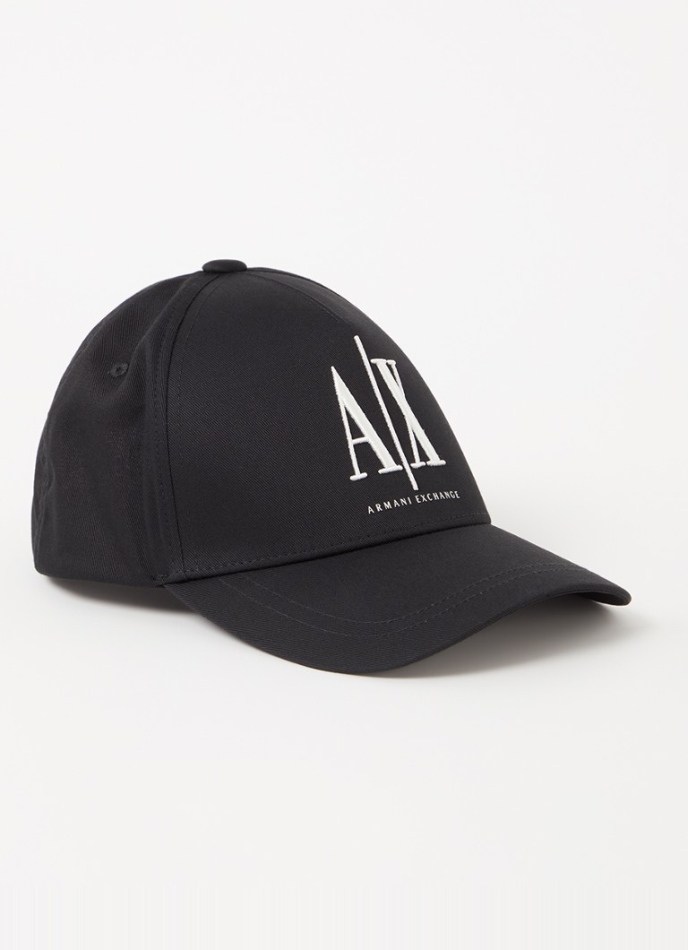 Armani Heren Pet met logoborduring in de kleur Zwart