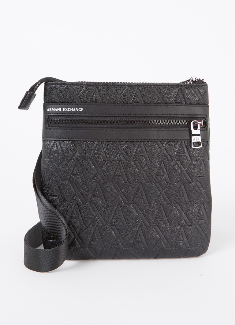 Armani Heren Crossbodytas met logoprint en verstelbare schouderriem in de kleur Zwart
