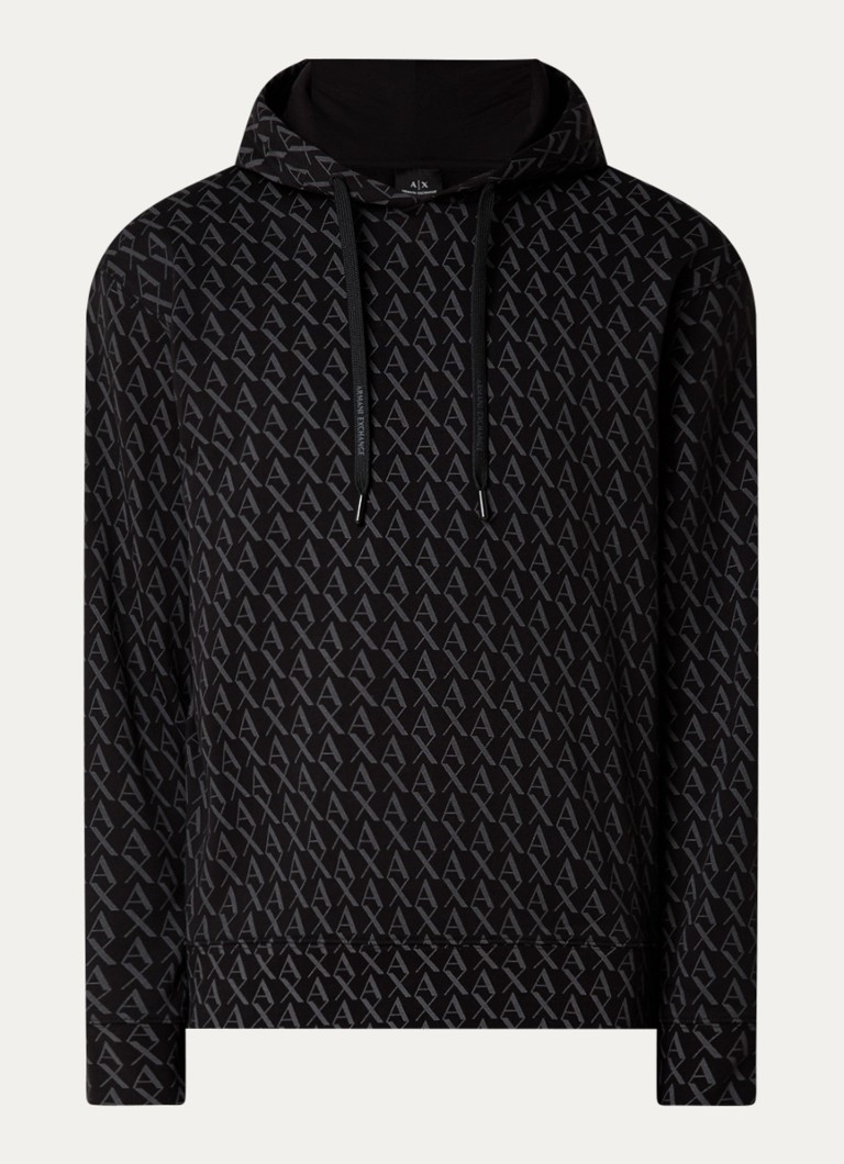 Armani Heren Hoodie met logoprint in de kleur Zwart