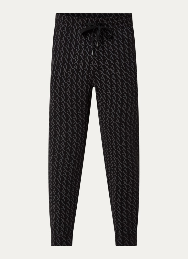 Armani Heren Tapered fit joggingbroek met logoprint en steekzakken in de kleur Zwart