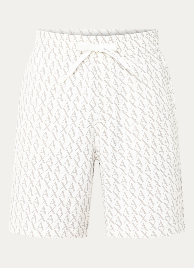 Armani Heren Straight fit korte joggingbroek met logoprint en trekkoord in de kleur Wit