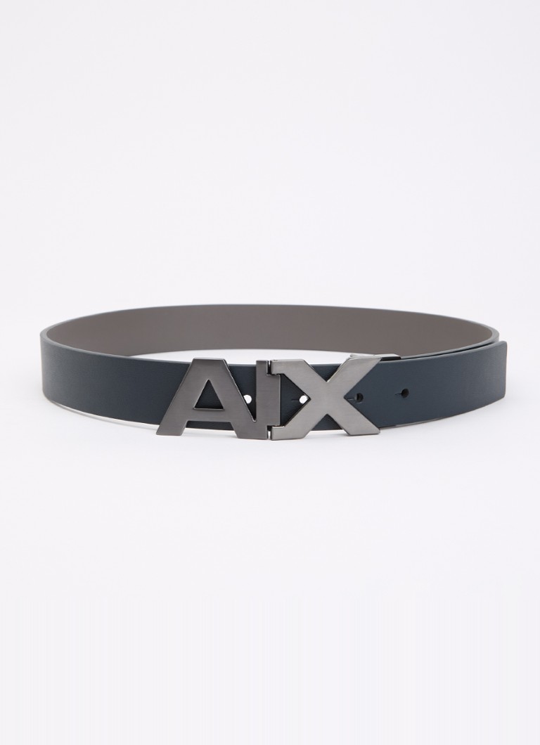 Armani Heren Plate reversible riem van leer in de kleur Donkerblauw