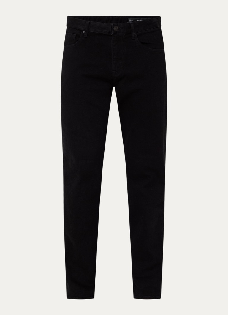 Armani Heren Tapered fit jeans met gekleurde wassing in de kleur Zwart