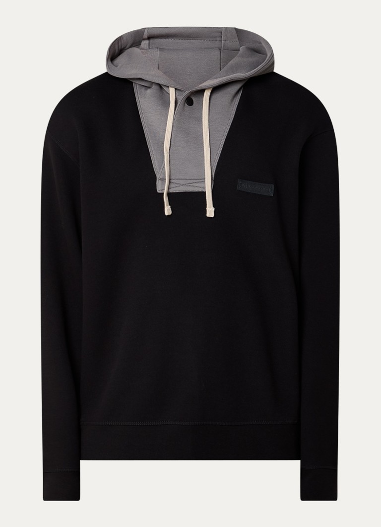 Armani Heren Hoodie met logo in de kleur Zwart