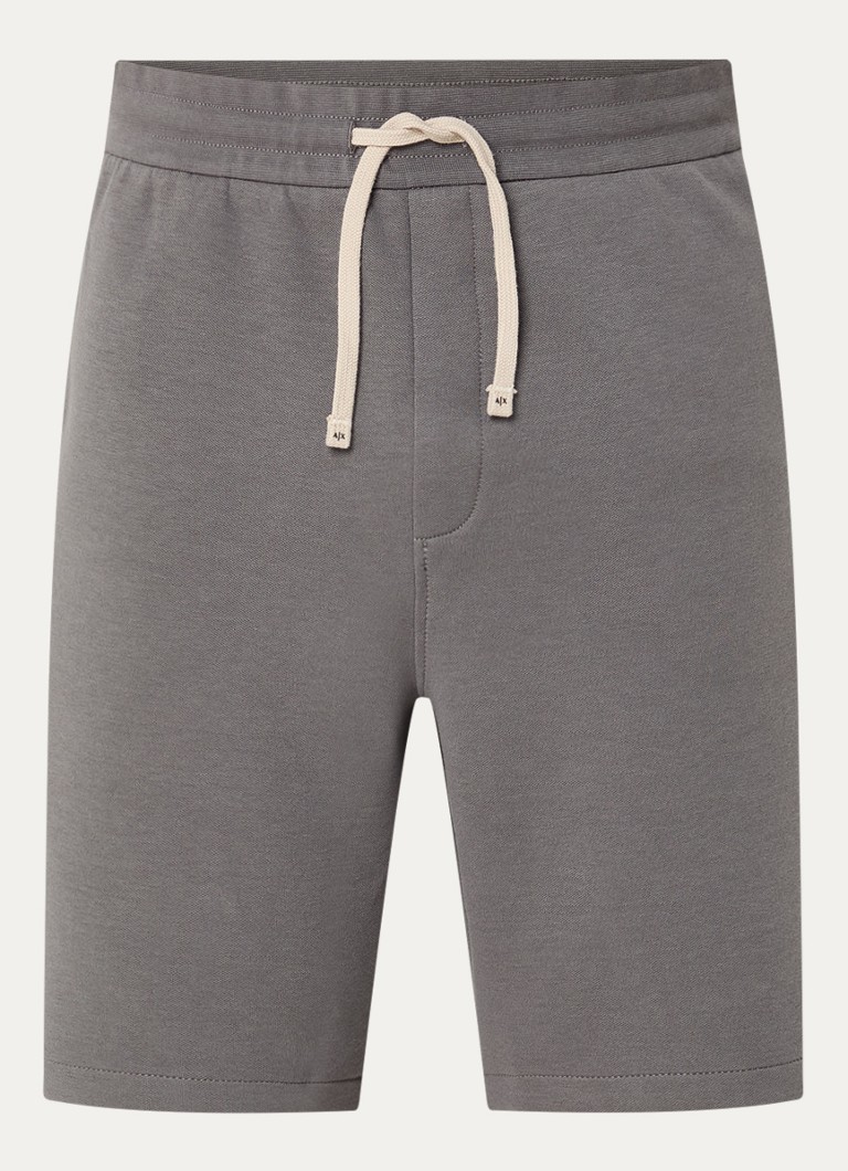 Armani Heren Straight fit korte joggingbroek met logo in de kleur Grijs