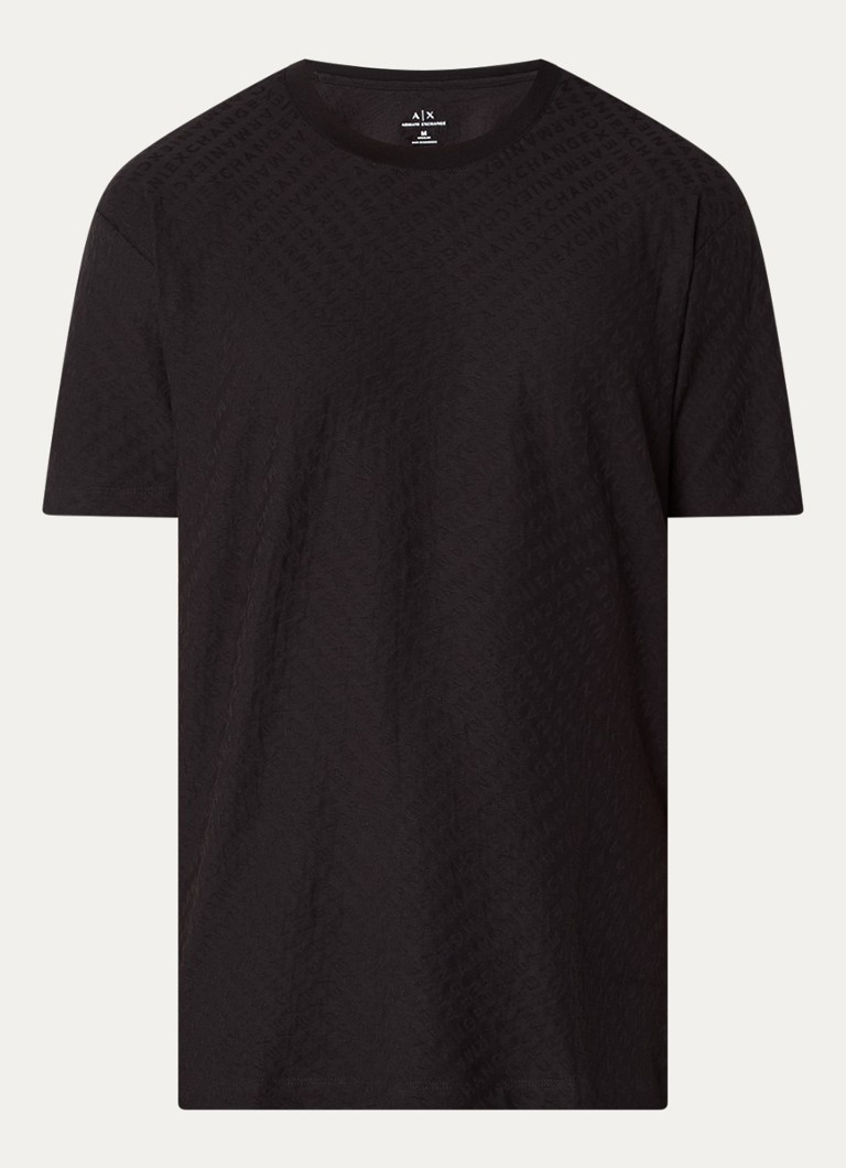 Armani Heren T-shirt met structuur in de kleur Zwart