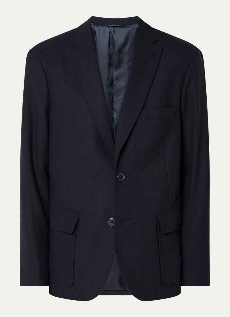 Armani Heren Regular fit colbert in scheerwolblend met klepzakken in de kleur Donkerblauw