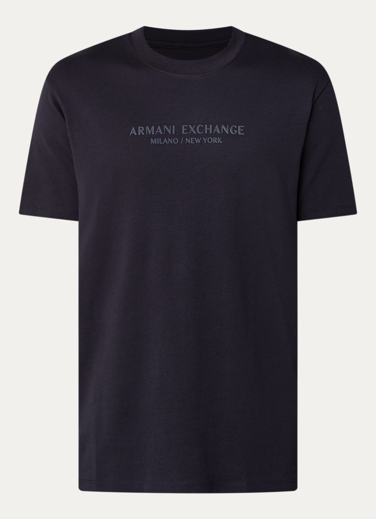 Armani Heren T-shirt met logoprint in de kleur Donkerblauw