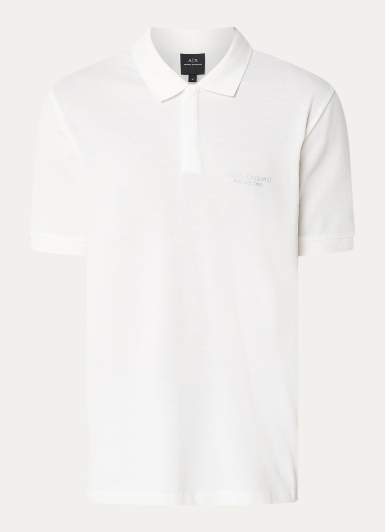 Armani Heren Regular fit polo met logo in de kleur Gebroken wit
