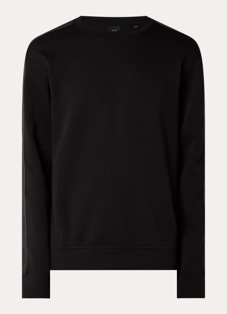 Armani Heren Sweater met logoband in de kleur Zwart
