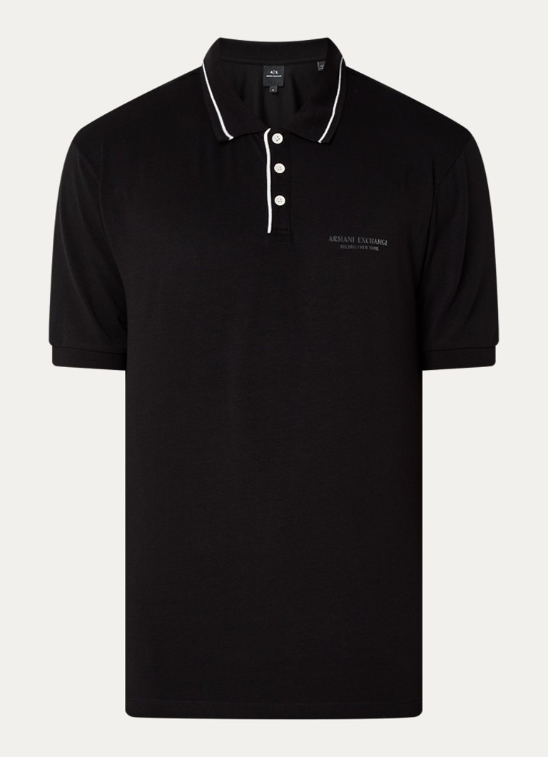 Armani Heren Regular fit polo met logo in de kleur Zwart
