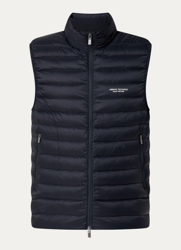 Armani Heren Bodywarmer met donsvulling en ritszakken in de kleur Donkerblauw