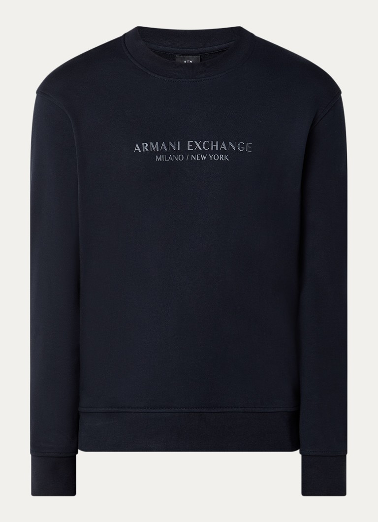 Armani Heren Sweater met 3D logoprint in de kleur Donkerblauw