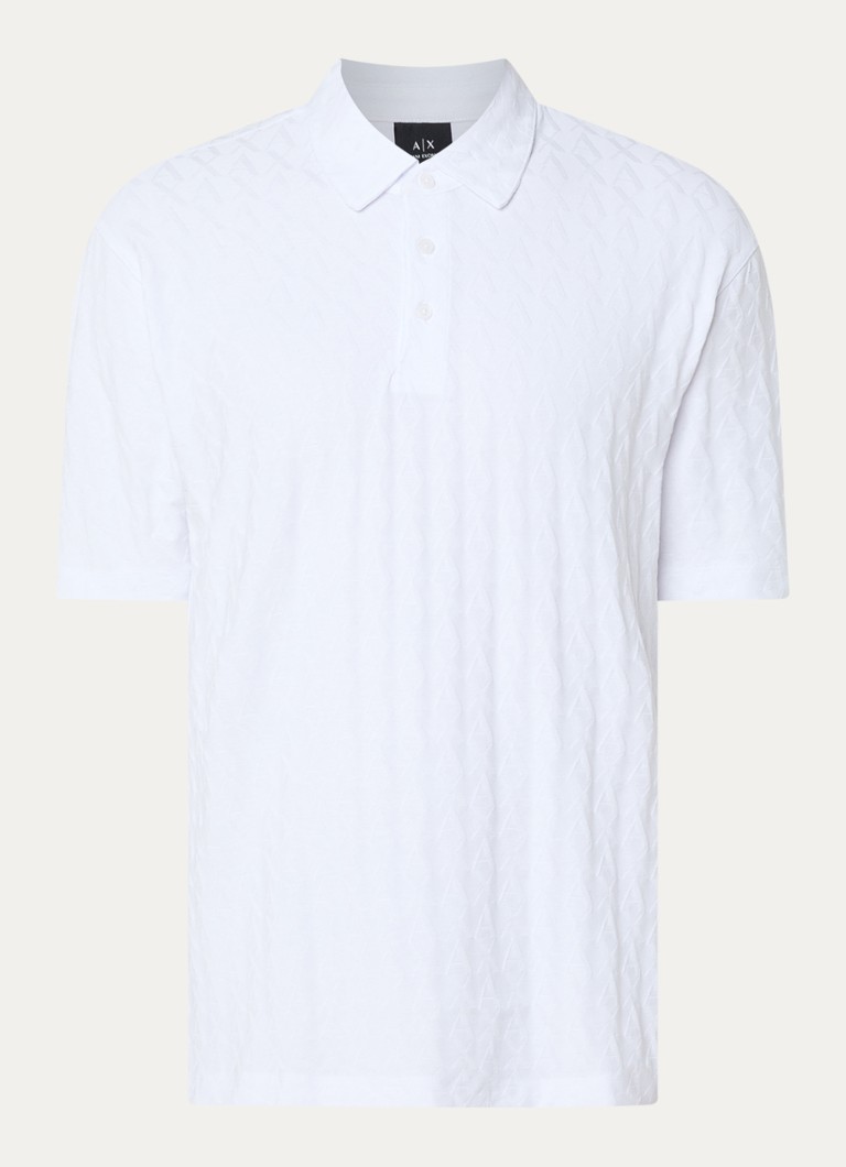 Armani Heren Regular fit polo met logoborduring in de kleur Gebroken wit