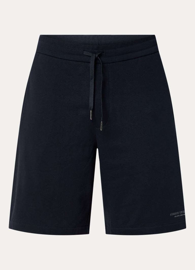 Armani Heren Straight fit korte joggingbroek met logo in de kleur Donkerblauw
