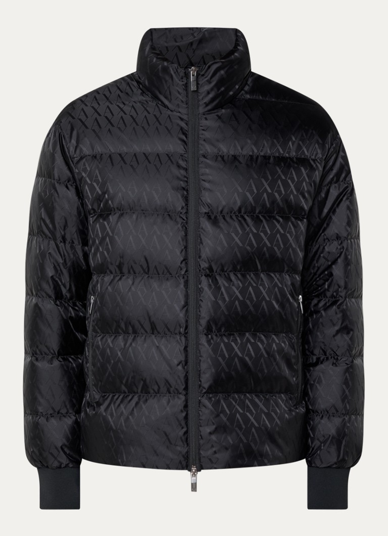 Armani Heren Gewatteerd jack met donsvulling en logoprint in de kleur Zwart