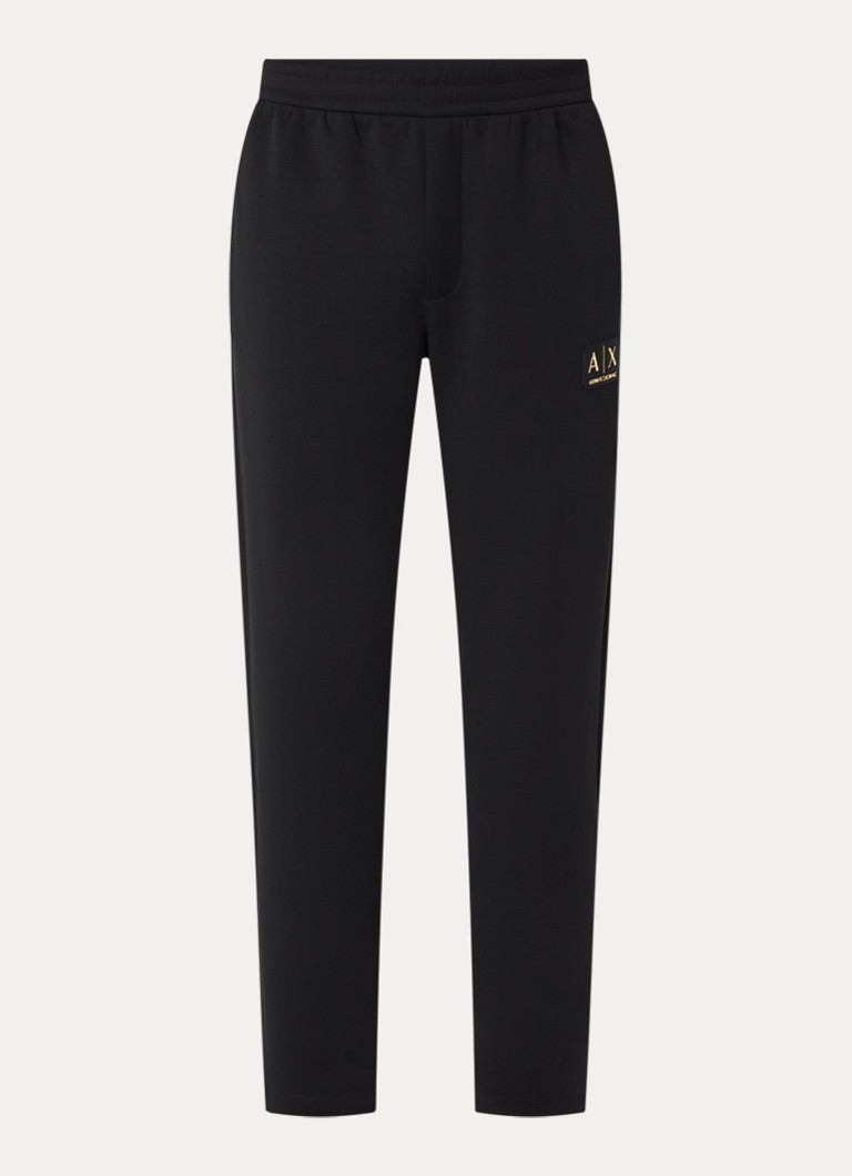 Armani Heren Straight fit joggingbroek met logo in de kleur Zwart