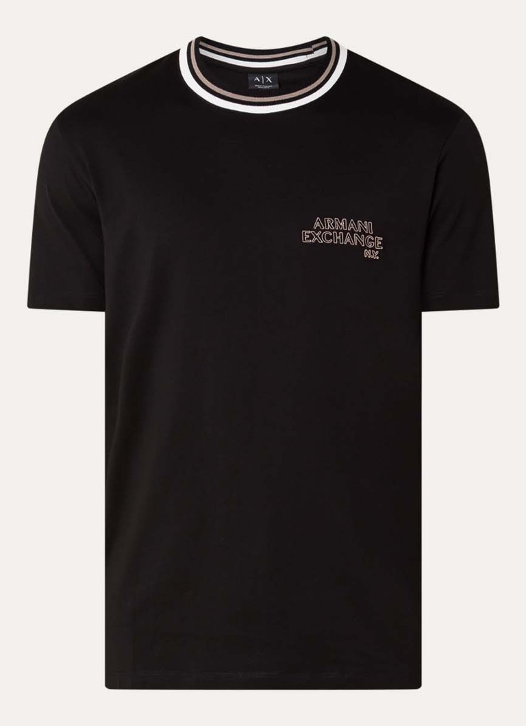 Armani Heren T-shirt met logo in de kleur Zwart
