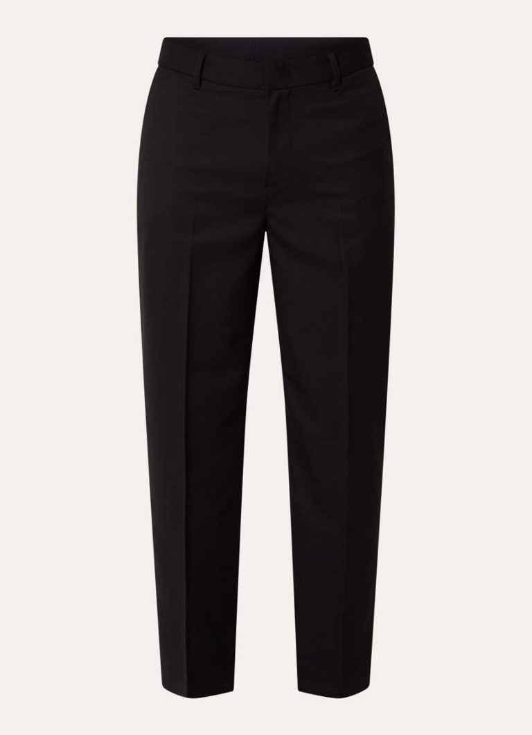Armani Heren Straight fit pantalon in wolblend met steekzakken in de kleur Zwart