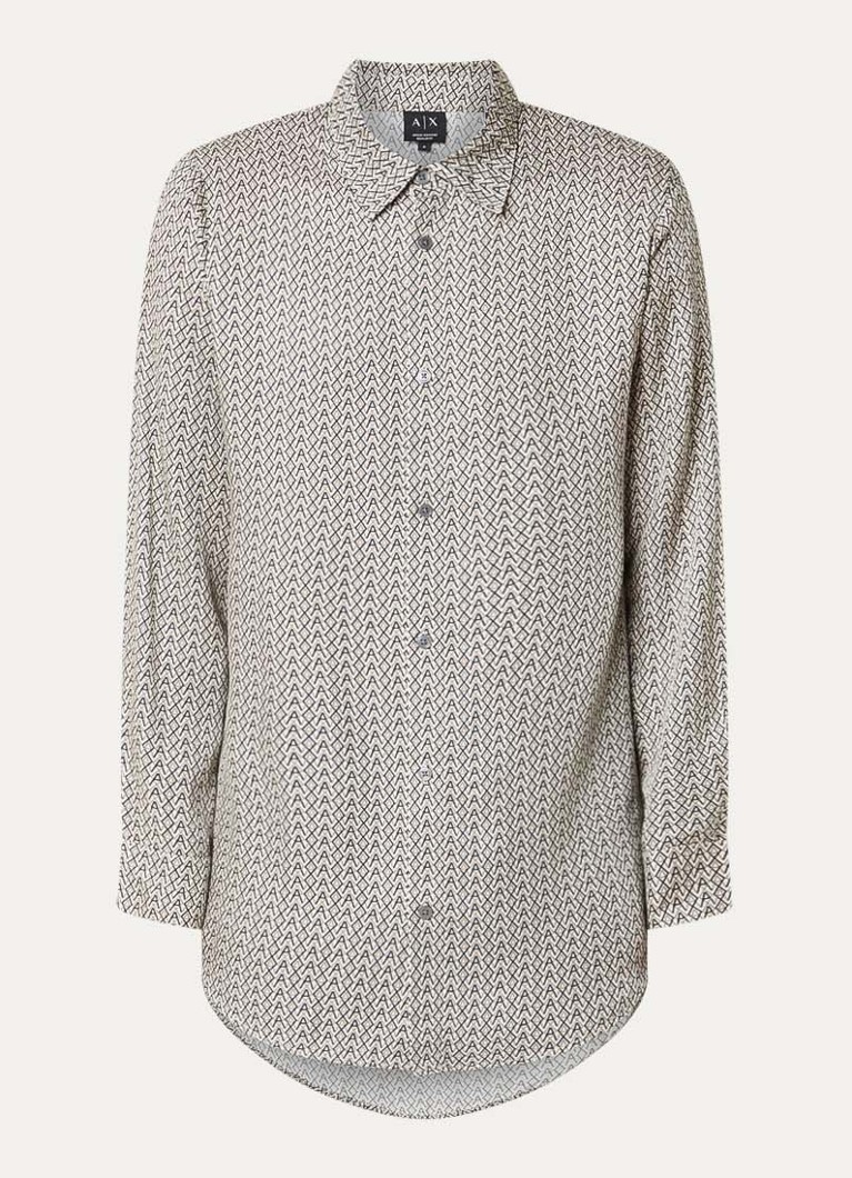 Armani Heren Regular fit overhemd met grafische print in de kleur Creme