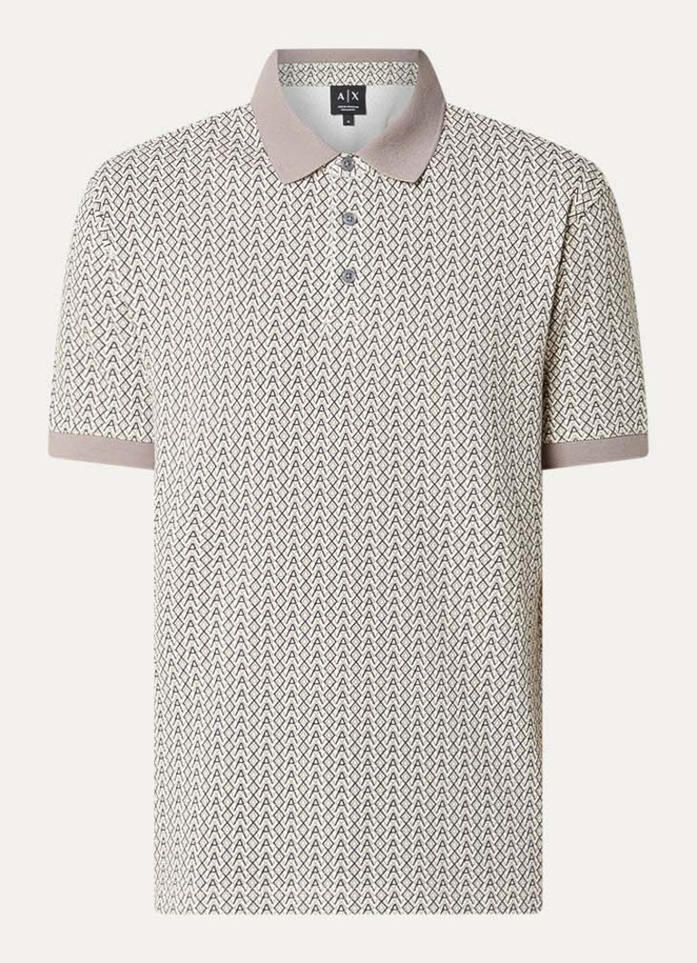Armani Heren Regular fit polo met grafische print in de kleur Creme