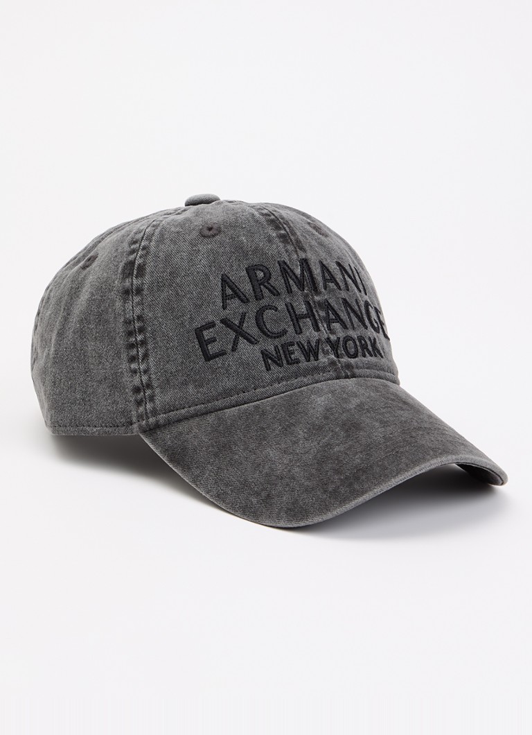 Armani Heren Cappello pet van denim met logoborduring in de kleur Donkergrijs