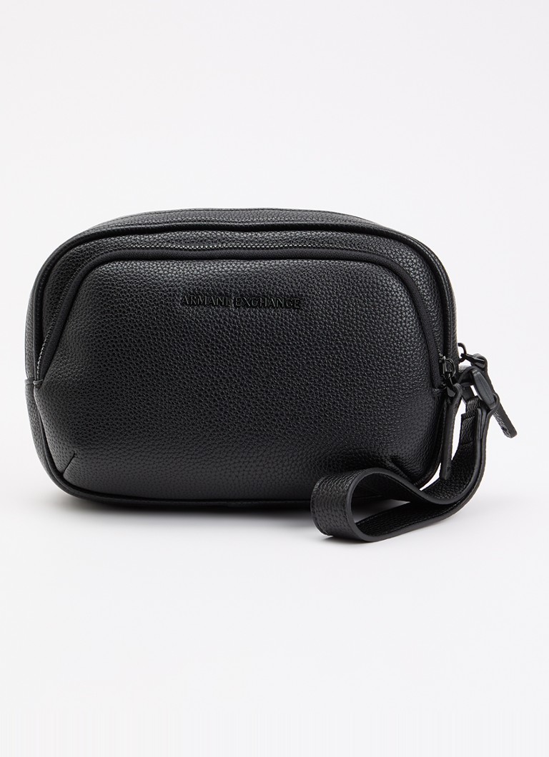 Armani Beauty case met logo en structuur Zwart