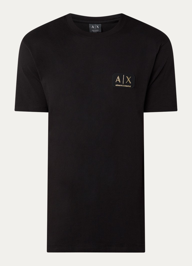 Armani Heren T-shirt met logo in de kleur Zwart