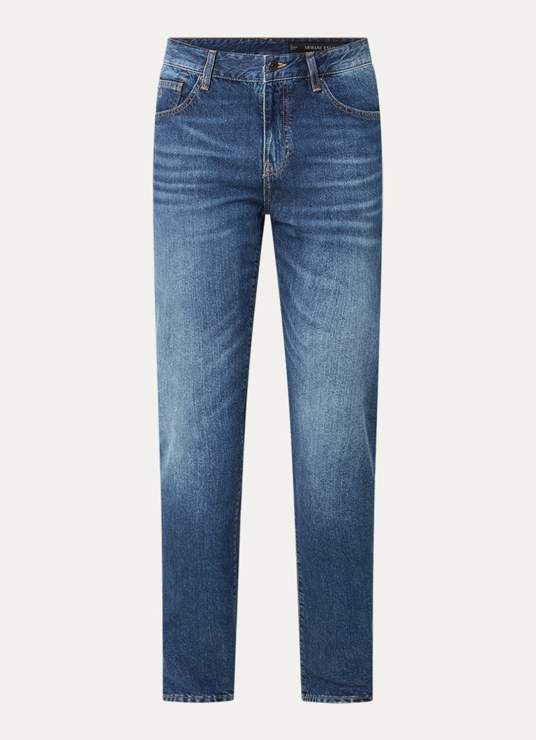 Armani Heren Slim fit jeans met donkere wassing in de kleur Indigo
