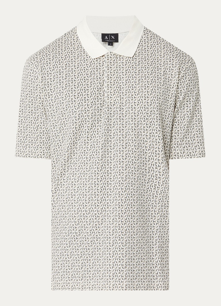 Armani Heren Regular fit polo met logoprint in de kleur Ivoor