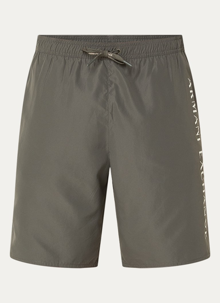 Armani Heren Zwemshort met logo en steekzakken in de kleur Bronsgroen